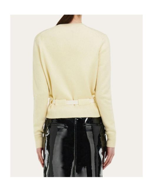 Ferragamo White Cardigan With Thread Through Belt