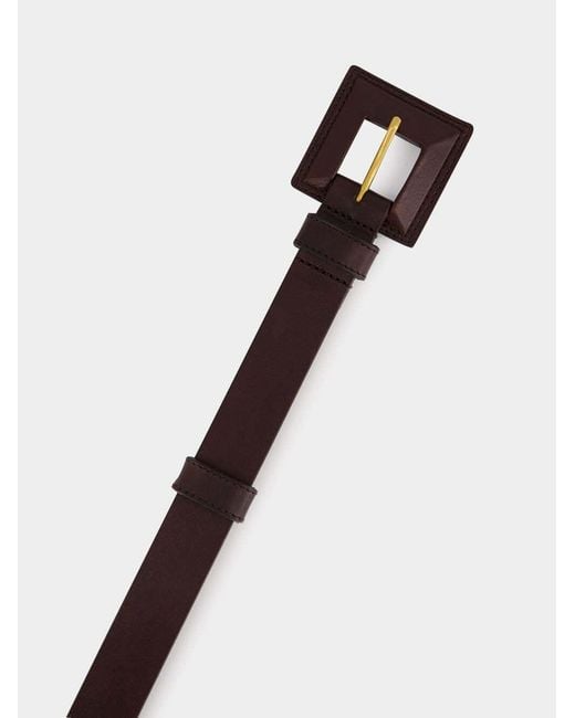 Saint Laurent White Square Buckle Belt