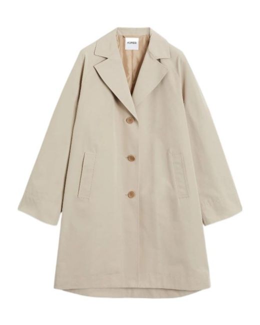 Aspesi Natural Collared Long-Sleeved Raincoat