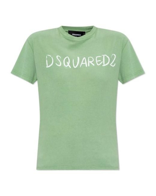 DSquared² Green Fade Just Right Fit Handwritten Logo T-Shirt