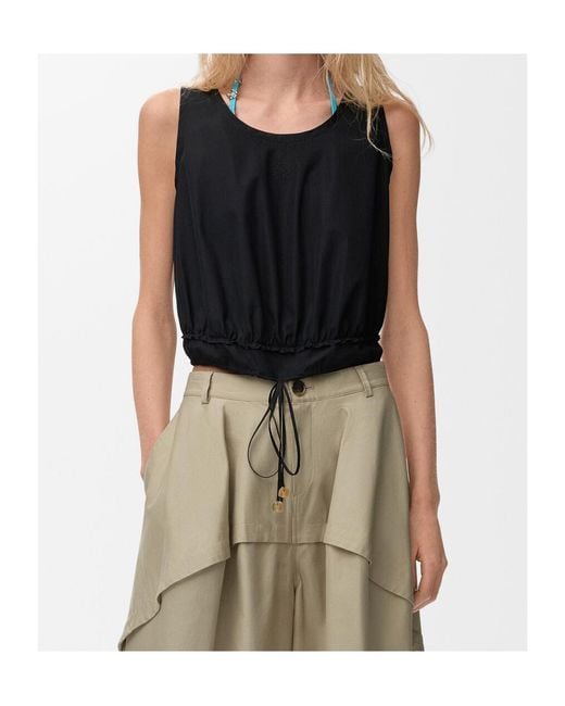Loewe Black Paula's Ibiza Drawstring Sleeveless Top