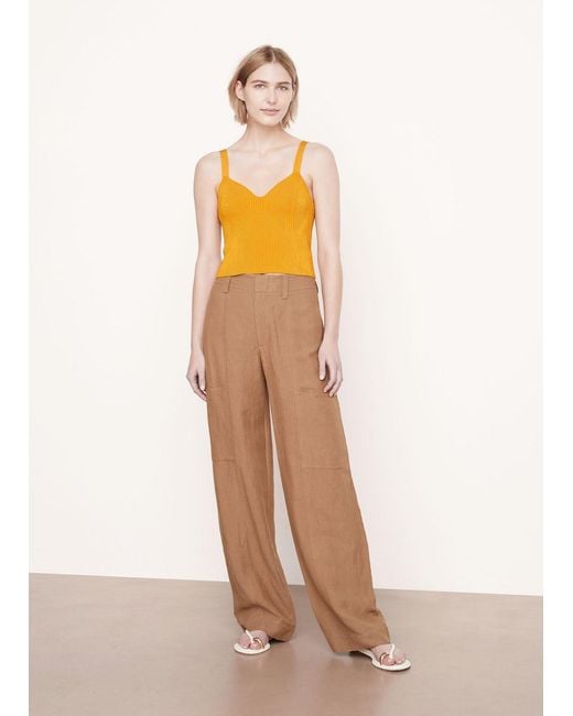 Vince Orange Ribbed-Knit Bralette Top