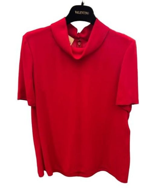 Valentino Red Georgette Short-Sleeved Top