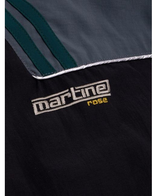 Martine Rose Black Logo Embroidered Zip-Up Jacket for men