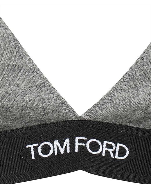 Tom Ford Gray Logo-Underband Triangle Bra