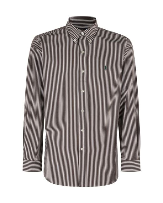 Polo Ralph Lauren Gray Polo Pony-Embroidered Striped Shirt for men