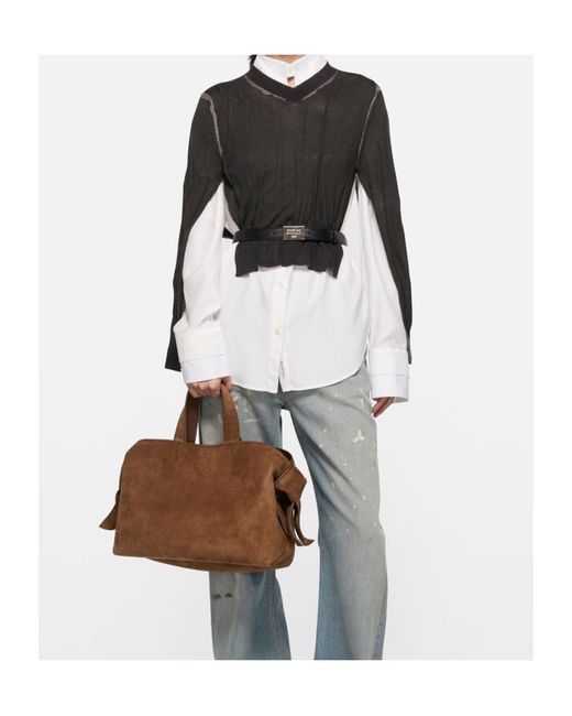 Acne Brown Musubi Logo Embossed Tote Bag