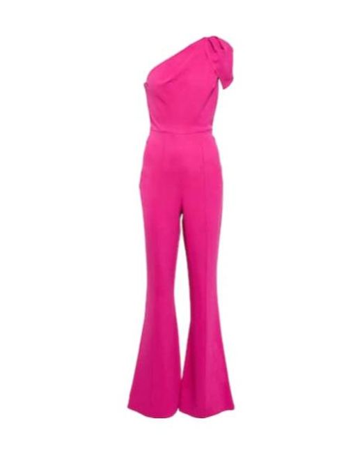 Roland Mouret Pink Asymmetric Crepe Jumpsuit