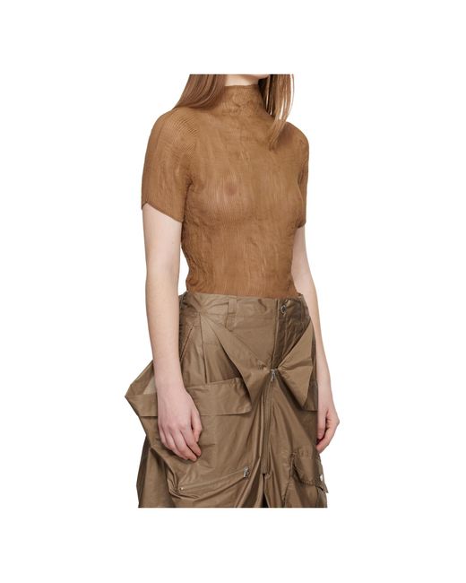 Issey Miyake Brown Twisted Turtleneck Cover-Up