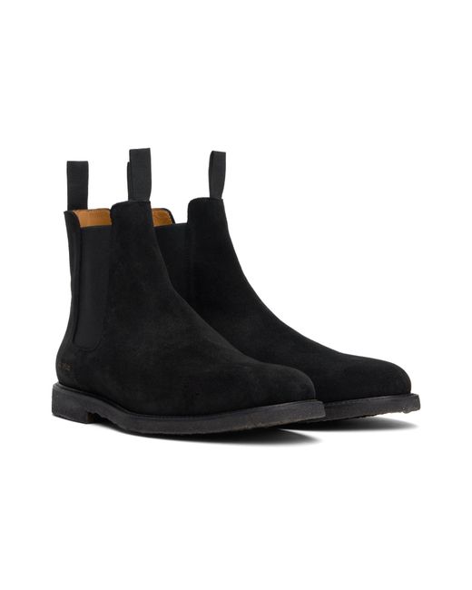 Common Projects Black Waxed Suede Chelsea Boots for men