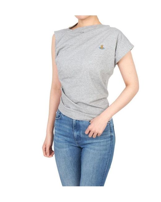 Vivienne Westwood Gray Draped Top With Orb Logo