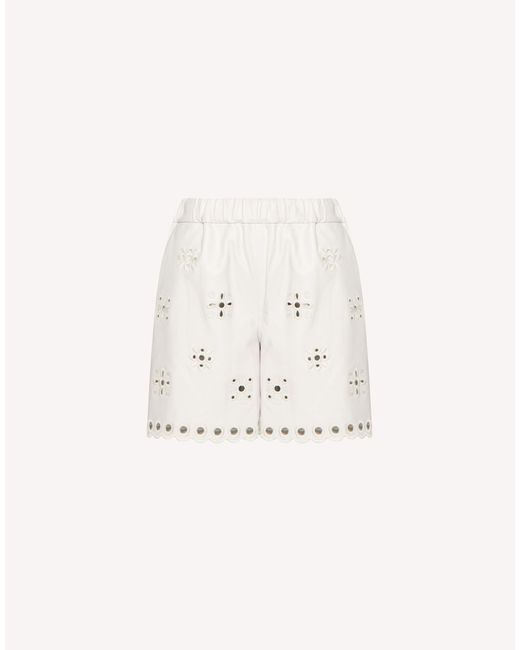 RED Valentino Natural High Waist Broderie Shorts