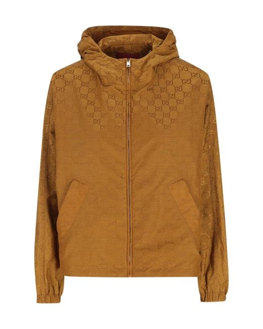 Gucci Brown Monogrammed Zip-Up Jacket