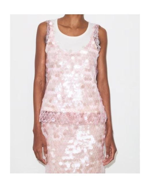 Tory Burch Pink Sequin Mesh Top
