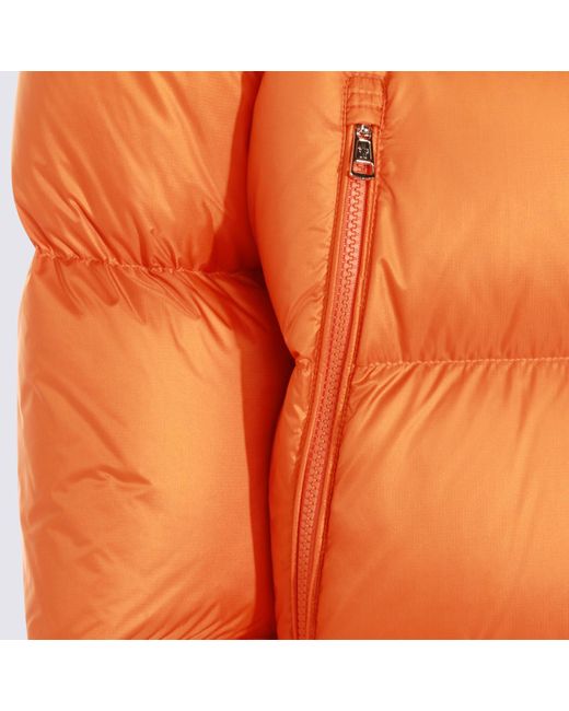 Moncler Orange Hooded Zip-Up Puffer Jacket for men