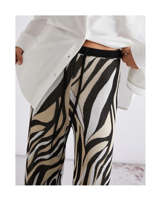 Marella Black Jacquard Knit Fabric Trousers