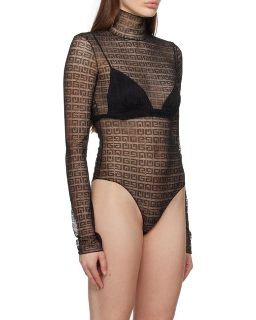 Givenchy Gray 4G Motif Long-Sleeved Bodysuit