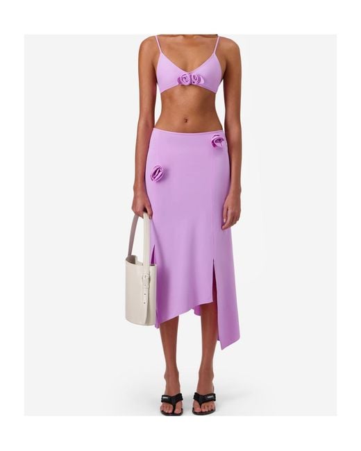 Coperni Purple Floral Asymmetric Mid Skirt