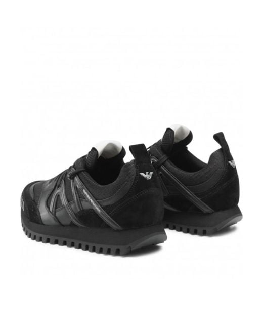 Emporio Armani Black Round Head Lace-Up Casual Shoes for men
