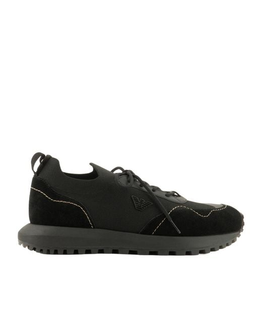 Emporio Armani Black Laced Sneakers for men