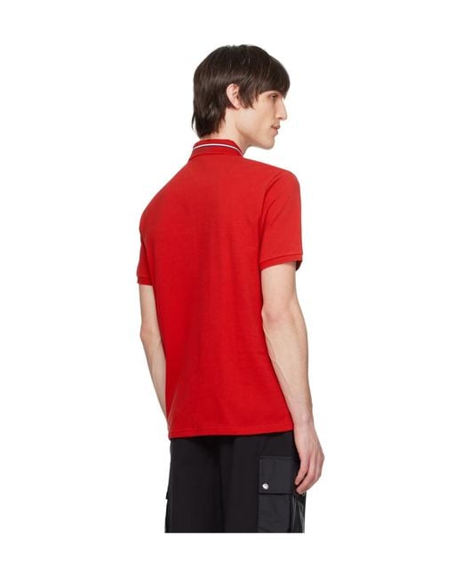 Moncler Red Logo-Patch Polo Shirt for men
