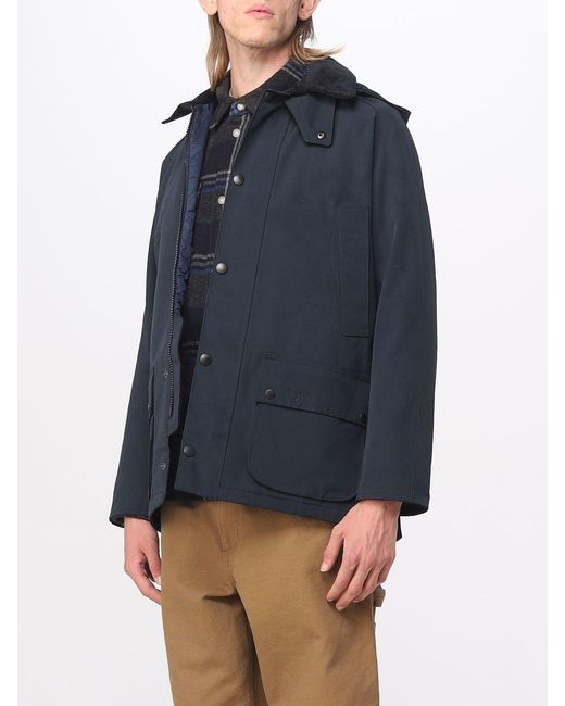 Barbour Blue Button-Up Hooded Jacket for men