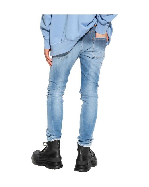 DSquared² Blue Paint Splatter Effect Straight-Leg Jeans for men