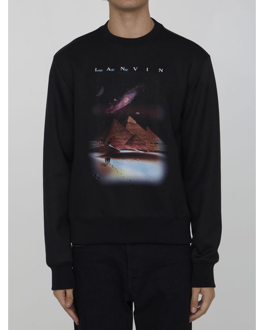 Lanvin Black Logo-Print Detail Sweatshirt for men
