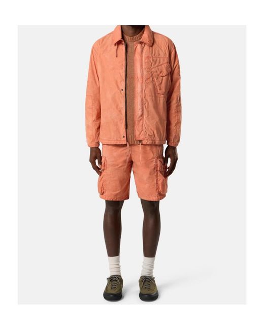Stone Island Orange Comfort-Fit Zip-Up Overshirt With Packable Hood for men