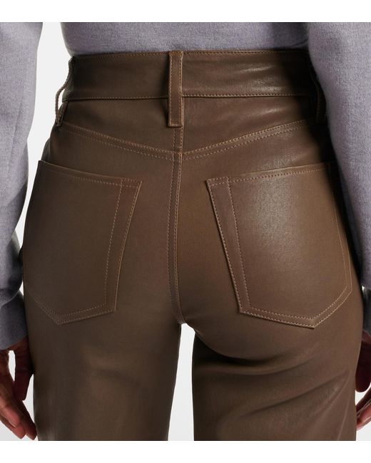 FRAME Brown Le Slim Palazzo Leather Wide-Leg Pants