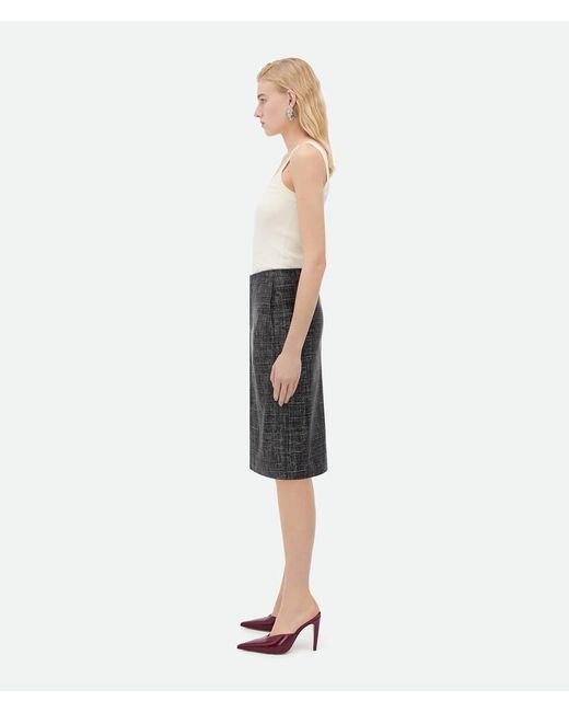 Bottega Veneta Gray Printed Leather Midi Skirt