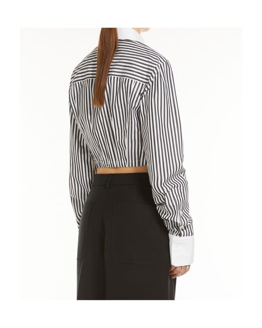 Sportmax Multicolor Striped Poplin Cropped Shirt