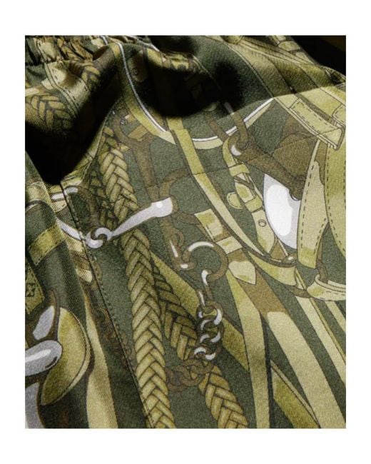 Gucci Green Printed Silk Twill Shorts for men