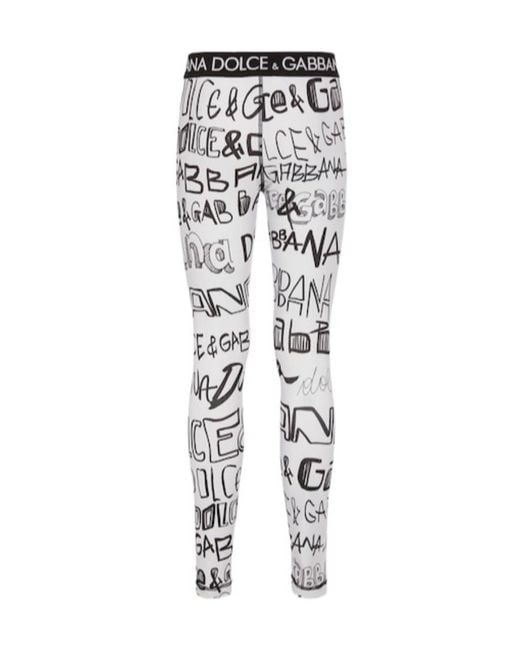 Dolce & Gabbana Gray Logo Printed Leggings for men