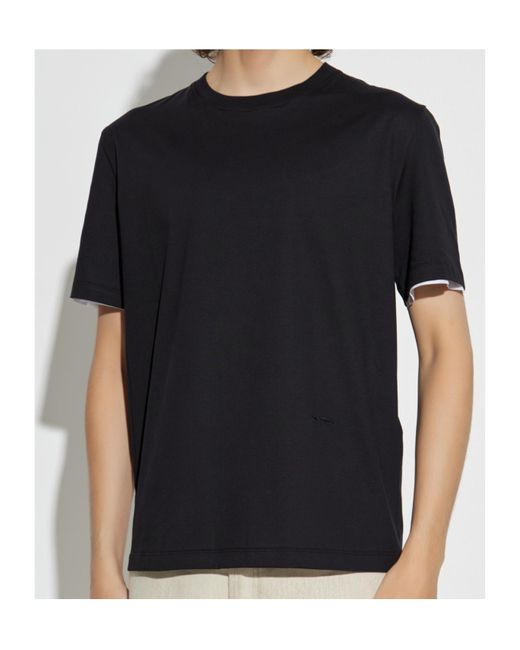 Lanvin Black Logo Embroidered Crewneck T-Shirt for men