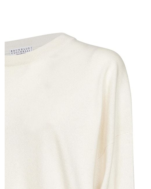 Brunello Cucinelli White Long-Sleeved Sweater