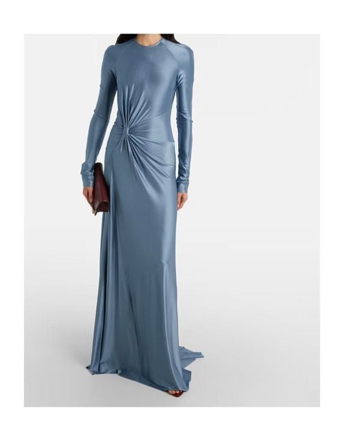 Victoria Beckham Blue Jersey Maxi Dress