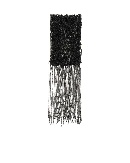 Dries Van Noten Black Tassel-Decorated Beaded Scarf