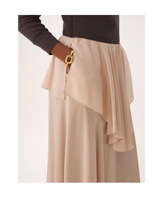 Chloé Pink Draped Washed Silk Satin Maxi Skirt