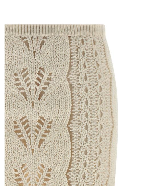 Ermanno Scervino Natural Knitted Tricot Midi Skirt