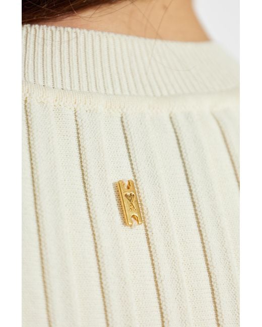 AMI White Ami Knitted Mini Dress