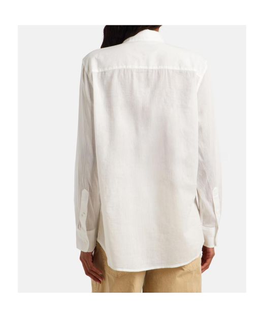 Nili Lotan White Nathael Ruffled Cotton Poplin Shirt