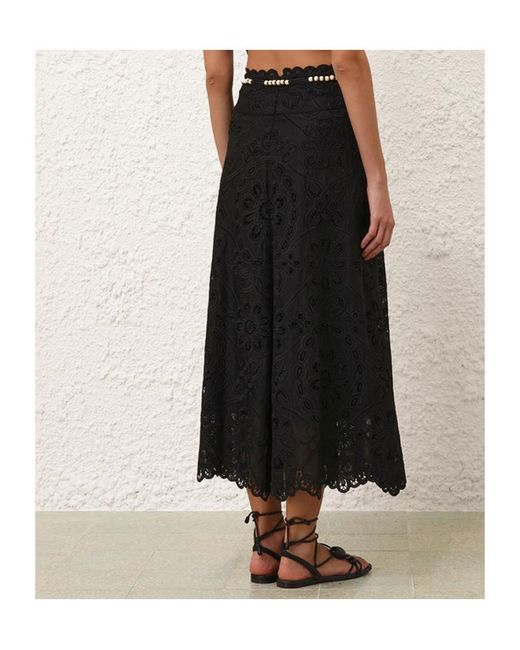 Zimmermann Black Rhiannon Embroidered Skirt