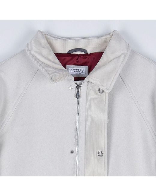 Brunello Cucinelli White Long-Sleeved Jacket for men