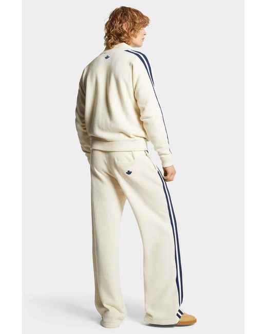 DSquared² White Logo-Embroidered Side-Stripe Track Pants for men