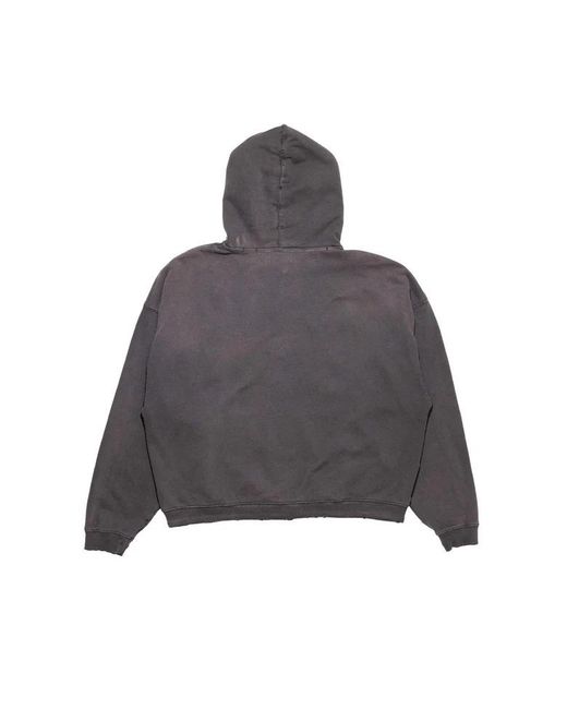 Enfants Riches Deprimes Gray Distressed Logo-Print Hoodie for men