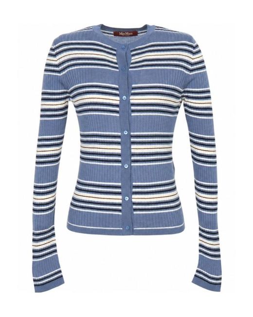 Max Mara Blue Long-Sleeve Knit Top