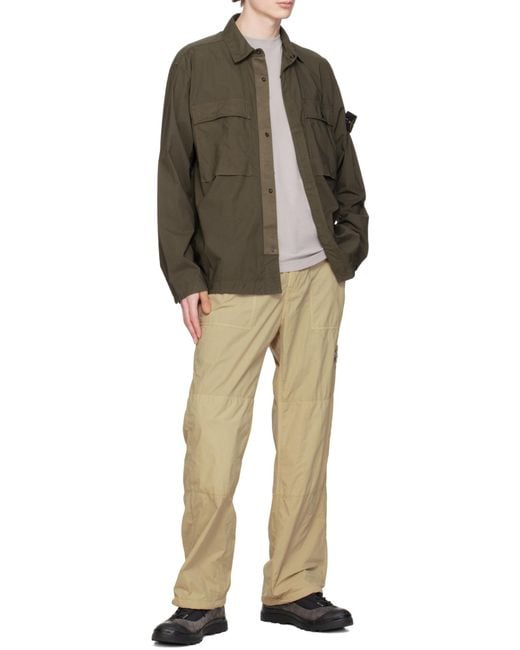 Stone Island Gray Logo Patch Long Sleeved Overshirt for men