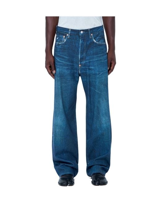 Junya Watanabe Blue Wide-Leg Mid-Rise Jeans for men