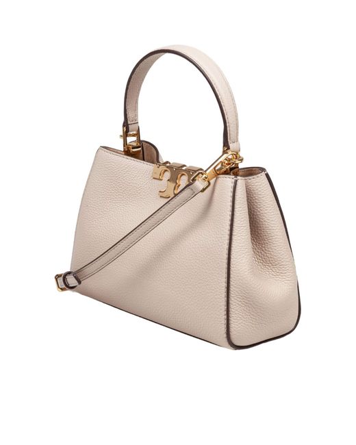 Tory Burch Natural Eleanor Pebbled Mini Satchel Bag